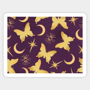 Gold Stamped Butterflies and Sunbursts on Royal Purple Sticker